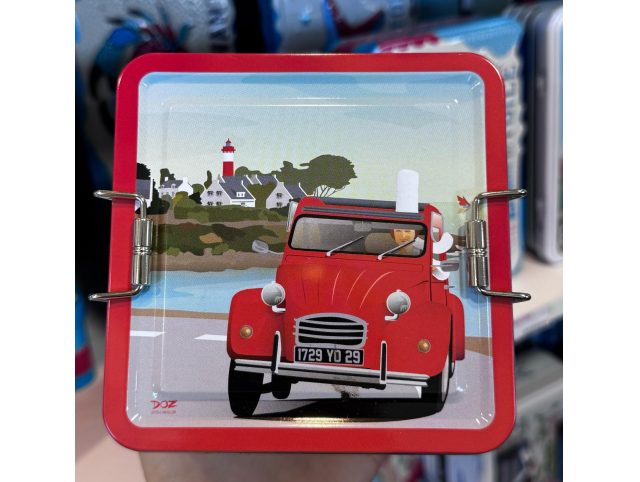 Boite Clip "Visitez  la Bretagne" 2 CV rouge" galettes et palets bretons - 170g