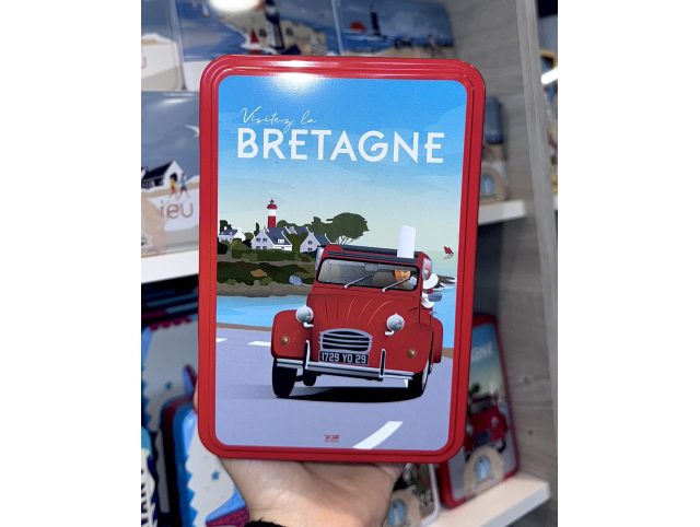 Boite "Visitez la bretagne"  2 CV rouge " galettes et palets bretons - 350g