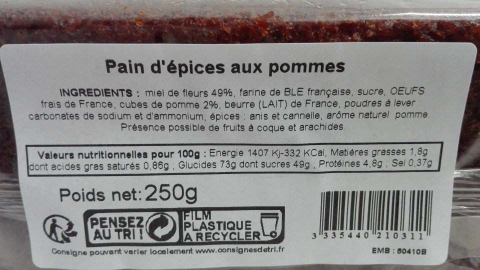 Pain d'épices aux pommes