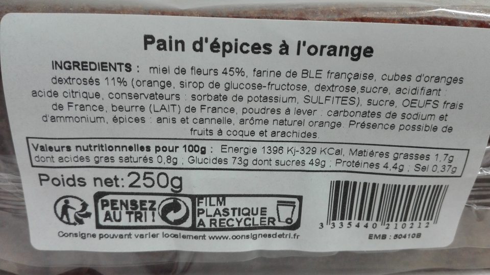 Pain d'épices à l'Orange